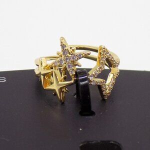 INC International Concepts Stars Ring Clear Pave Crystals Gold-Tone Open Star